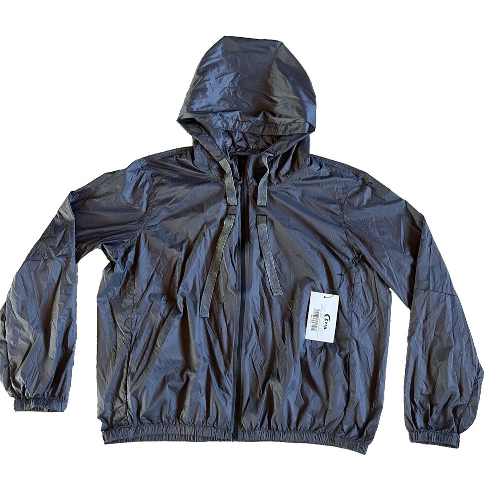 NWT Zyia Womens Size XXXXL Active Gray Hoodie Drawstring Lightweight Windbreaker